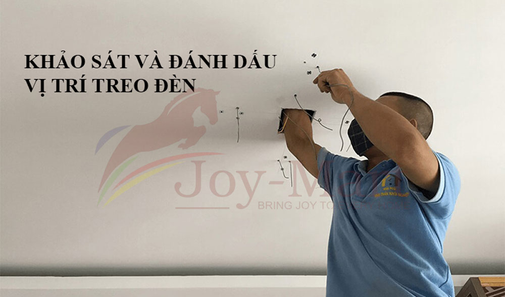 Khảo Sát Và Đánh Dấu Vị Trí Treo đèn chùm trang trí